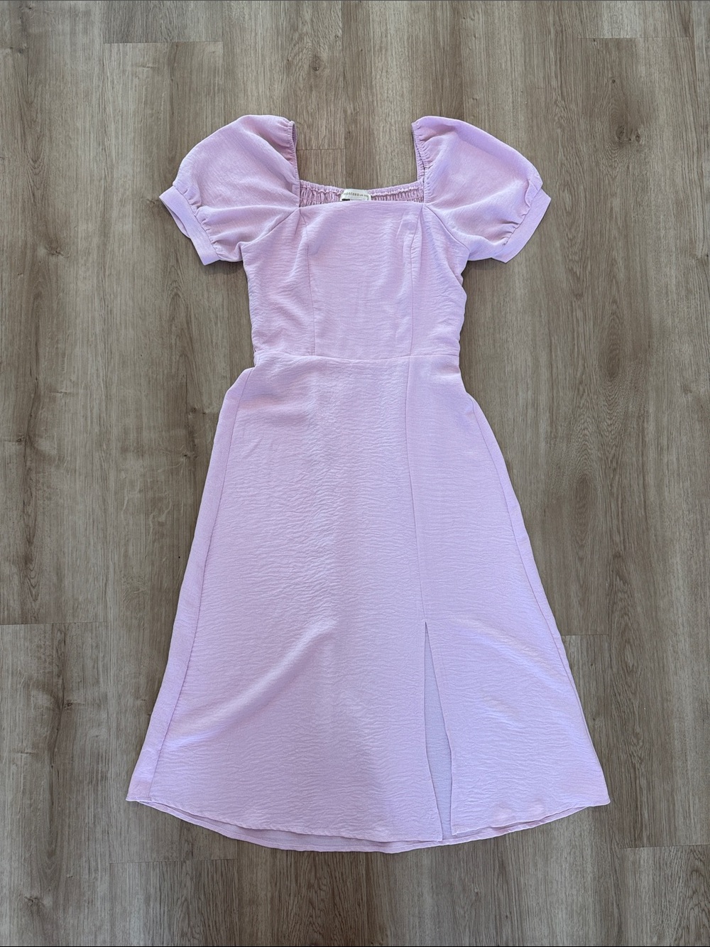 Monteau Pink Puff Sleeve Midi Dress Cottagecore Smocked
